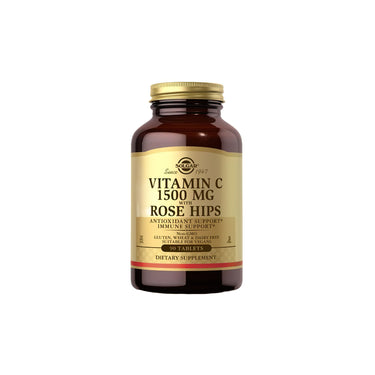 Boost your immune system with Solgar's Vitamin C 1500 mg with Rose Hips 90 Tablets capsules, containing 1500mg of vitamin C.